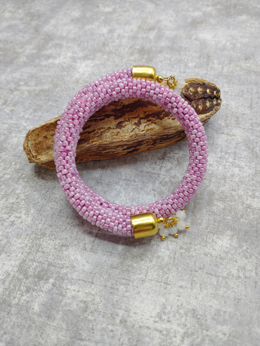 New Hand Crafted Spiral Bead Crochet Memory Wire Bracelet